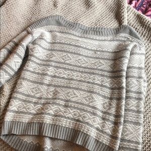 gray sweater with aztec designs